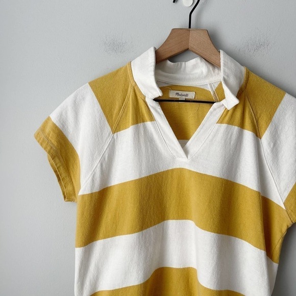 Madewell Women's Boxy Tee Polo Yellow Lefferts Stripe Size XXS - Picture 4 of 5